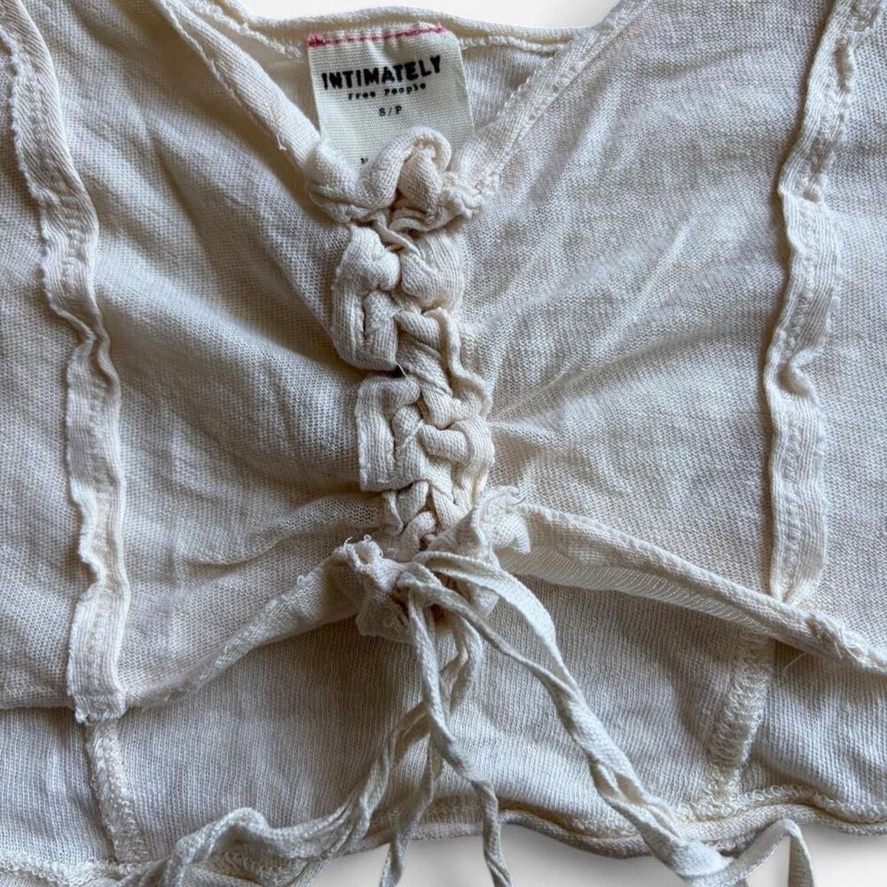 Free-people Women's Cream and Tan Crop-top - Picture 2 of 5
